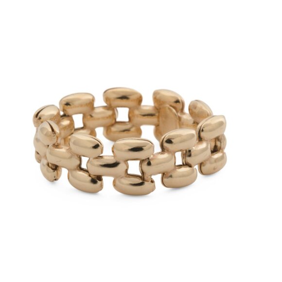MIA FIORE Gold Made In Italy 18kt Gold Plated Panther Link Ring - Picture 1 of 2